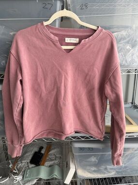 Lucky Brand Rose Mauve Notch-Neck Pullover